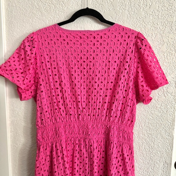 PRETTYGARDEN Women's Summer Maxi Dress Short Sleeve V Neck Eyelet Dress Size XL - Picture 9 of 9